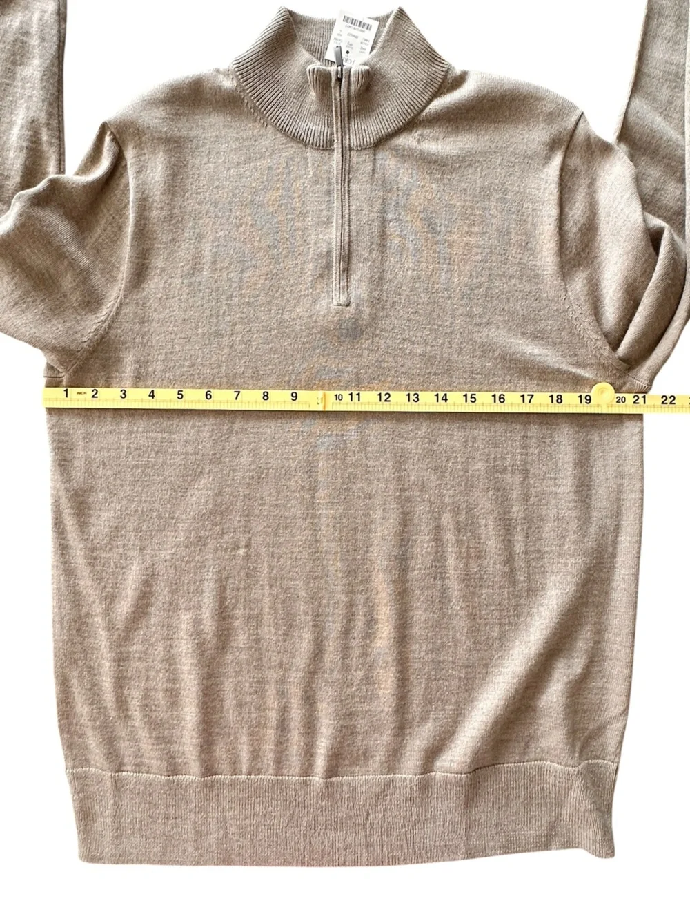 J. Crew Factory Men's Merino wool-blend quarter-zip Sweater Taupe Classic Large